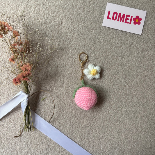 Crochet - Pêche rose avec fleur