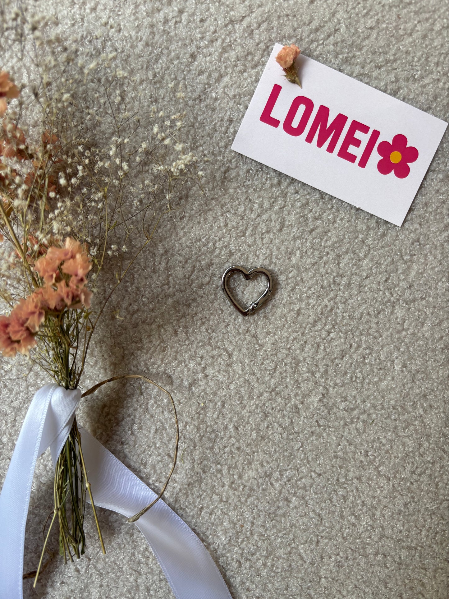 Anneau argenté coeur à clip