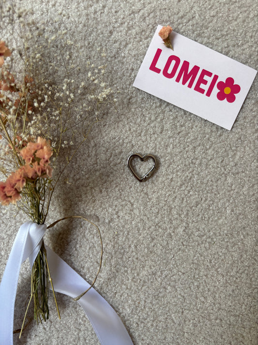 Anneau argenté coeur à clip