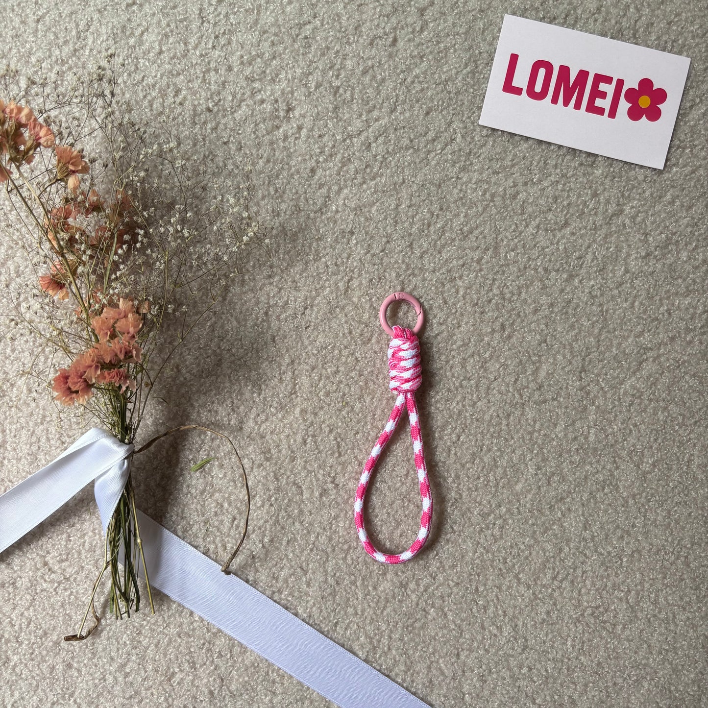 Corde courte rose et blanche